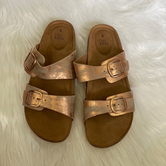Tru Rose Gold Sandals Birk Style 